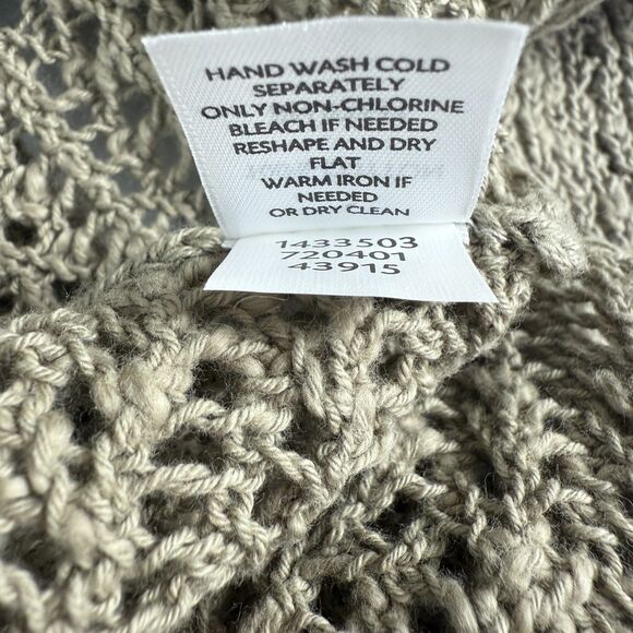 J Jill Pure Jill Pullover Open Knit Hooded Sweater Tan Cotton Women's M - NWT - Picture 5 of 11